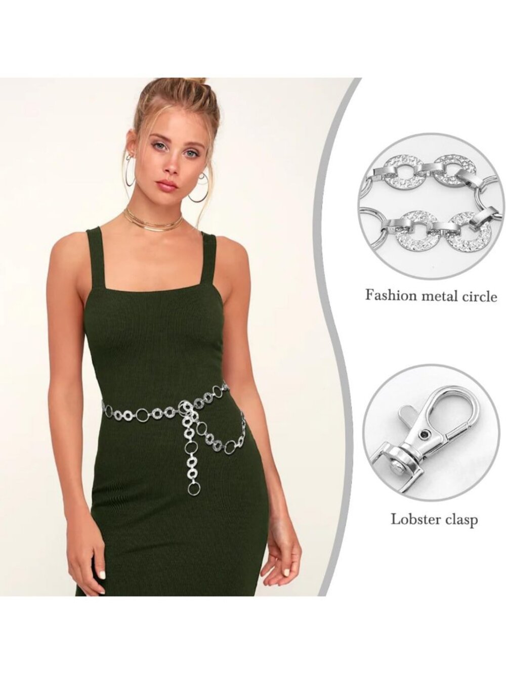 Stylish Women's Metal Hollow Circle Chain Belt for Dresses & Jeans - Versatile - Picture 2 of 6